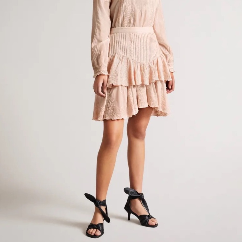 Ted Baker Alegria Tiered Lace Handkerchief Mini Skirt Light Pink 2 (US 6) NWT